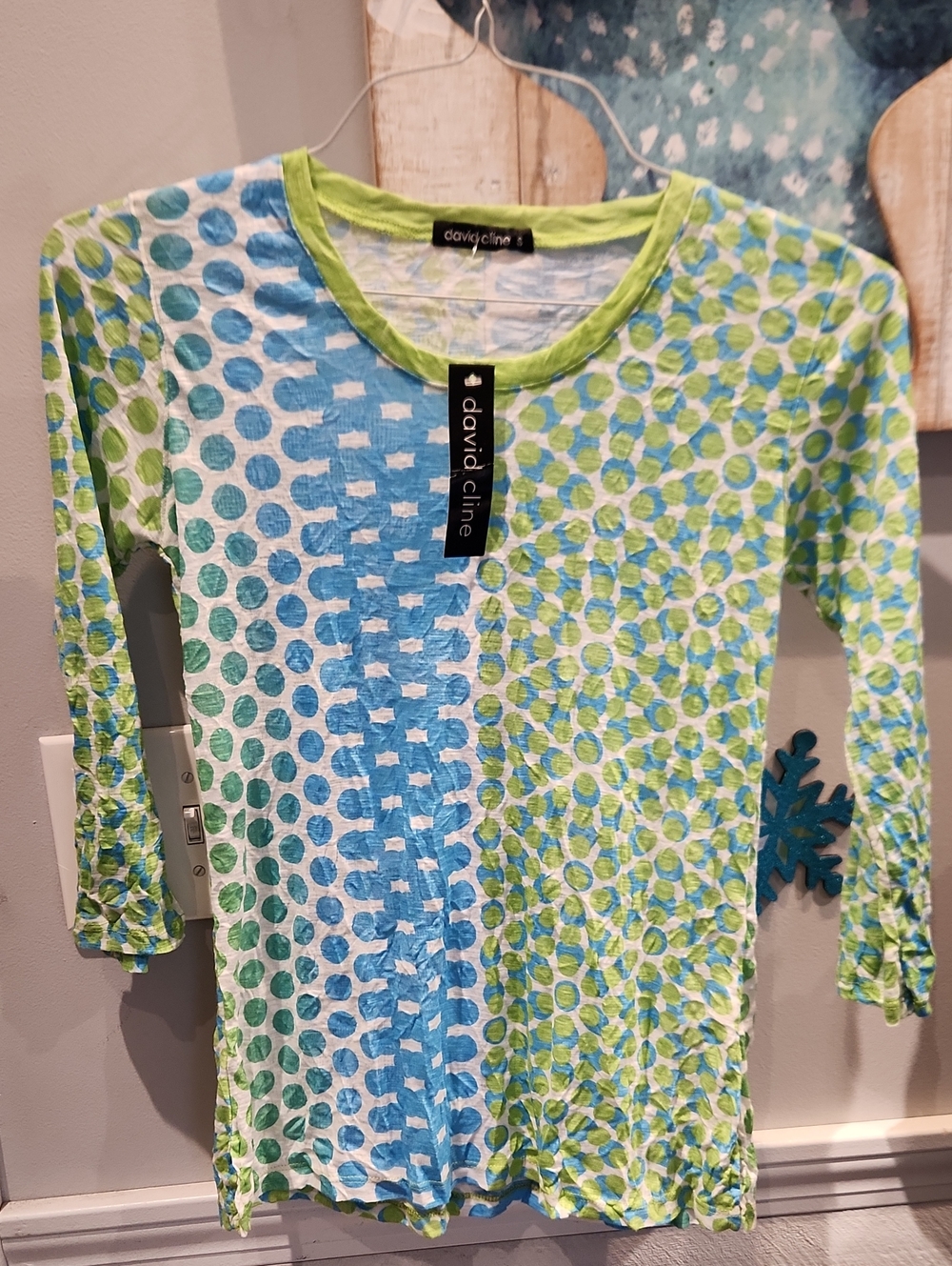 NWT David Cline Crushed Women's Sz S Stretch Shirt